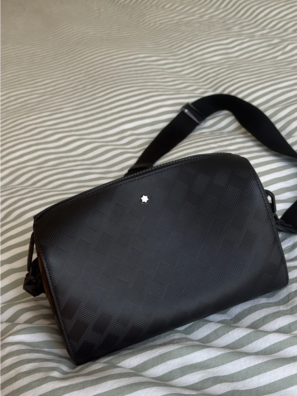 Montblanc Black Textured Leather Belt Bag